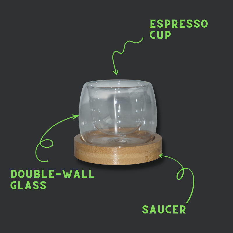Double-walled glass espresso cup